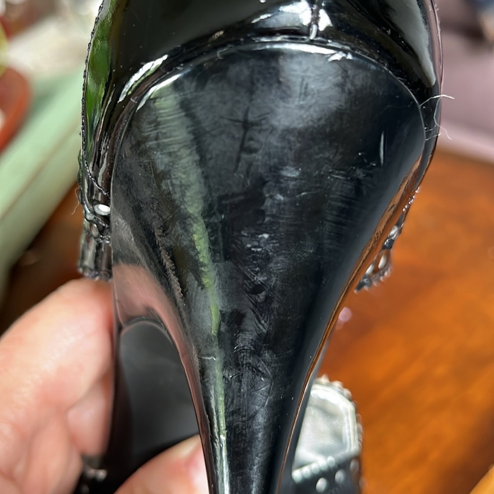 Linea Paolo Black & White Mary Jane Retro style lace up open toe heels Size 8M - Picture 15 of 16